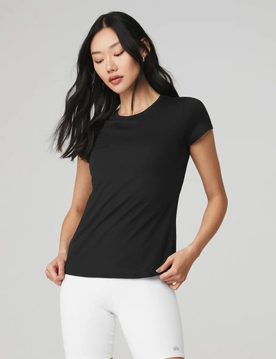 Alo Yoga Alosoft Finesse Tee In Black