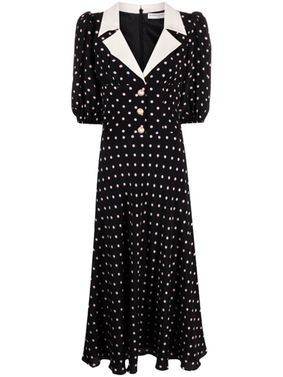 Alessandra Rich Black Polka Dot Print A-line Dress