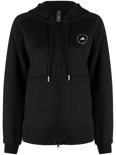 Adidas By Stella Mccartney Full-zip Logo Hoodie In Nero