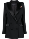 Hebe Studio Bianca Double-breasted Cady Blazer In Black