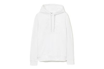Pre-owned Burberry Ekd Cotton Hoodie White