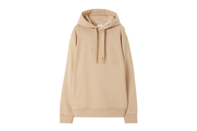 Pre-owned Burberry Embroidered Ekd Cotton Hoodie Soft Fawn