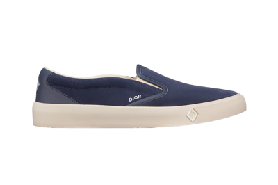Pre-owned Dior B101 Slip-on Navy Blue Suede Calfskin In Navy/white