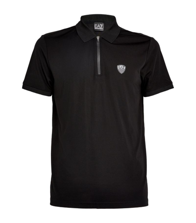 Ea7 Shield Logo Polo Shirt In Black