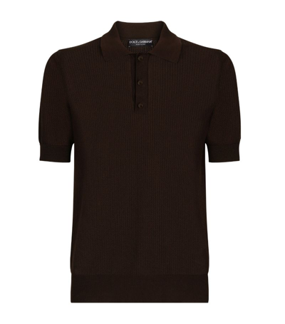 Dolce & Gabbana Cotton Ribbed Polo Shirt In Multi