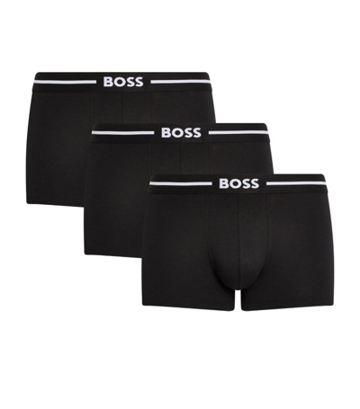 Hugo Boss Boss Mens Black Branded Waistband Stretch-cotton Boxer Briefs