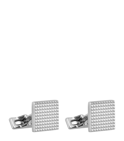 St Dupont Palladium Diamond Head Cufflinks In Silver