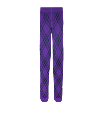 BURBERRY WOOL-BLEND CHECK TIGHTS