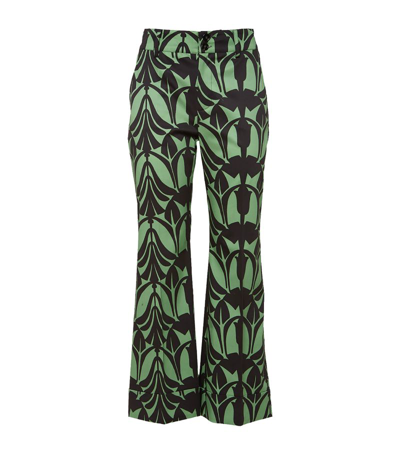La Doublej Graphic-print Cropped Trousers In Green
