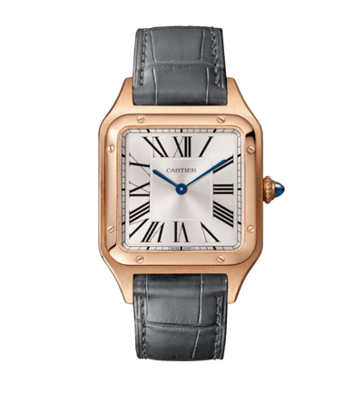 Cartier Rose Gold Santos-dumont Watch 31.4mm In Grey