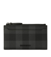 BURBERRY CHARCOAL ZIPPED CARD HOLDER
