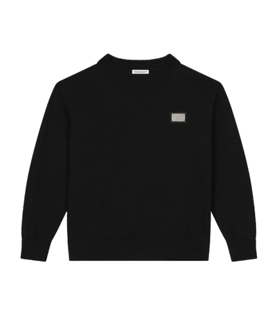 Dolce & Gabbana Kids' Logo-plaque Crew Neck Sweatshirt In Black