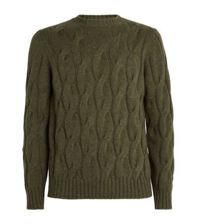 Purdey Cashmere Cable Knit Sweater In Green
