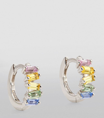 Suzanne Kalan White Gold And Sapphire Bold Huggie Earrings
