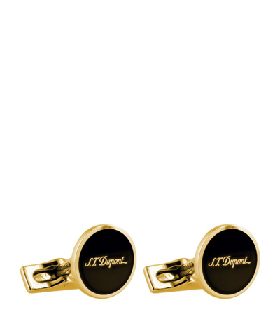 St Dupont Iconic Logo Cufflinks In Gold