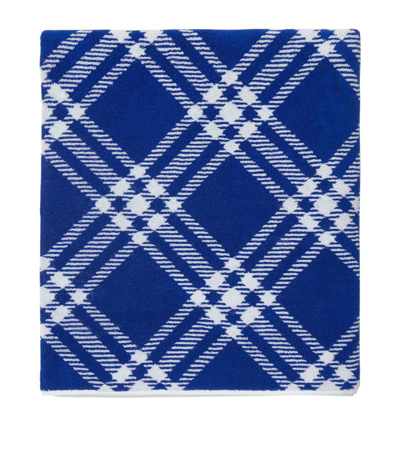 Burberry Cotton Check Beach Towel In Blue