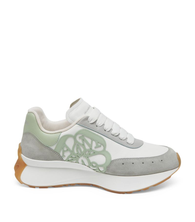 Alexander Mcqueen Woman Multicolor Leather And Suede Sprint Runner Sneakers In White