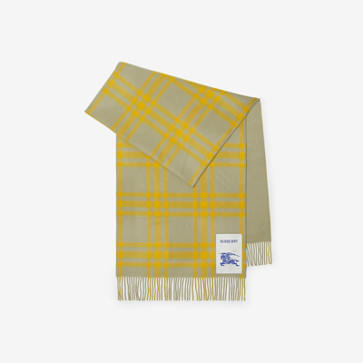 Burberry Check Cashmere Reversible Scarf In Hunter