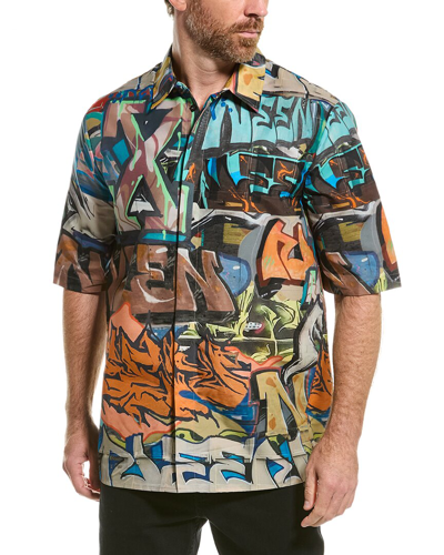 Off-white Graffiti-print Short-sleeved Shirt In White