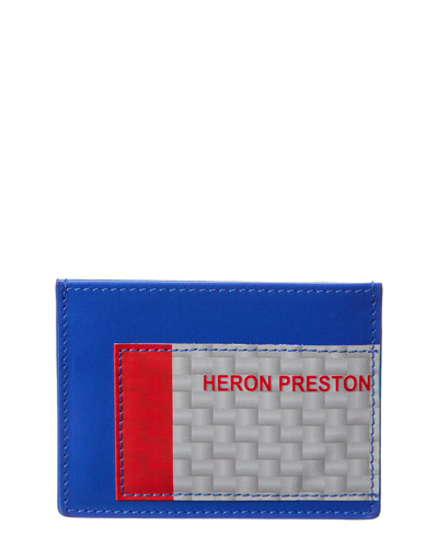Heron Preston Hp Tape Leather Card Case In Blue