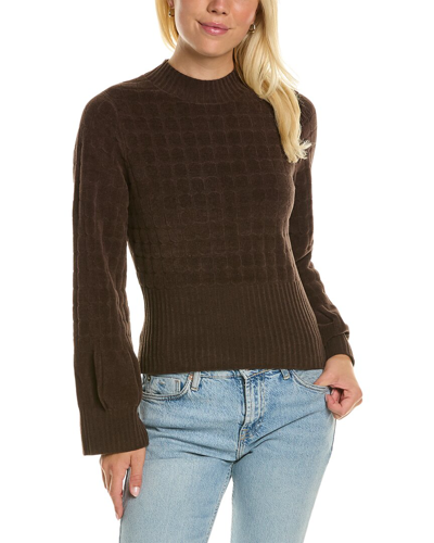 Rebecca Taylor Quilted Velvet Sweater In Brown