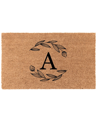 COCO MATS N MORE COCOMATSNMORE HALF CIRCLE LEAF MONOGRAM DOORMAT