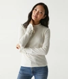 Michael Stars Opal Ribbed Turtleneck Top In Chalk