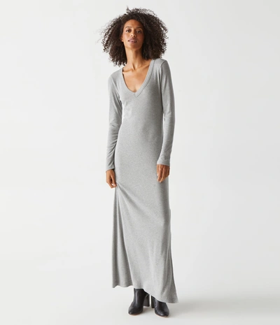 Michael Stars Fowler Ribbed Maxi Dress With Slit In Heather Grey