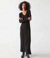 Michael Stars Fowler Ribbed Maxi Dress With Slit In Black