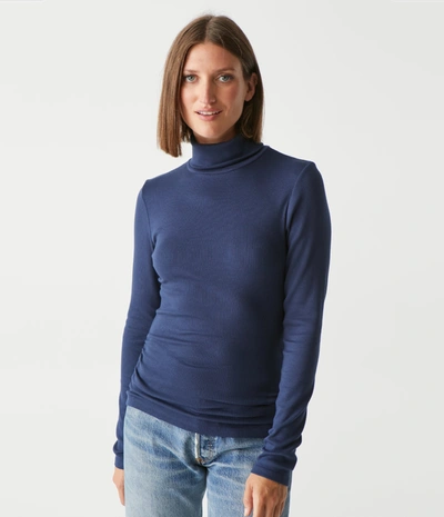 Michael Stars Beck Ribbed Turtleneck Tee In Nocturnal