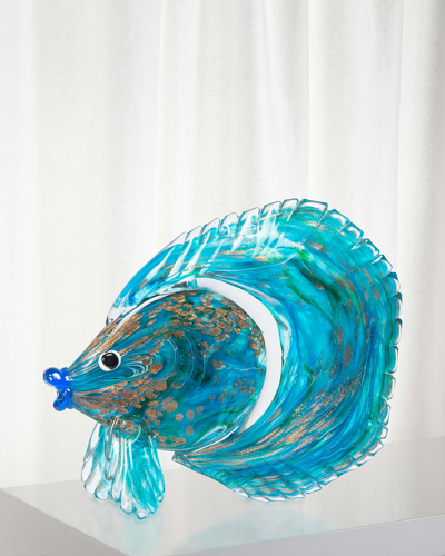 Dale Tiffany Railay Fish Art Glass Figurine In Blue
