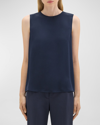 Theory Shell Top In Silk Georgette In Nocturne Navy