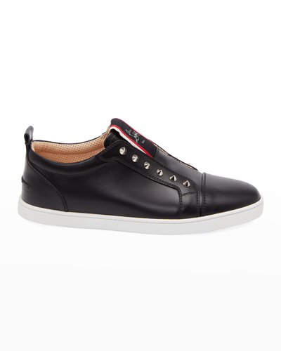 CHRISTIAN LOUBOUTIN MEN'S F. A.V. FIQUE A VONTADE SPIKED LEATHER SLIP-ON SNEAKERS