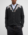 Maison Margiela Check-pattern Wool Cardigan In Charcoal/g