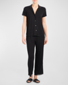 Natori Feathers Essentials Lace-trim Jersey Pajama Set In Blk