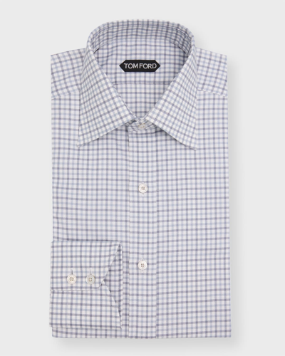 Tom Ford Men's Slim Fit Check Dress Shirt In Combo Grey