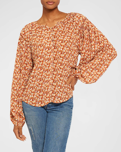Joie Jenny Floral-print Button-down Blouse In Umber_multi