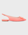 Roger Vivier Grommettine Leather Slingback Ballerina Flats In Rosa Flamingo