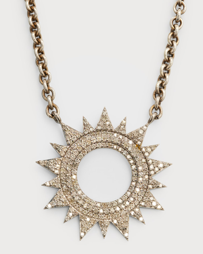 Sheryl Lowe Sterling Silver Pave Diamond Sun Cable Chain Necklace