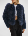 Lamarque Deora Feather Topper Jacket In Midnight Blue