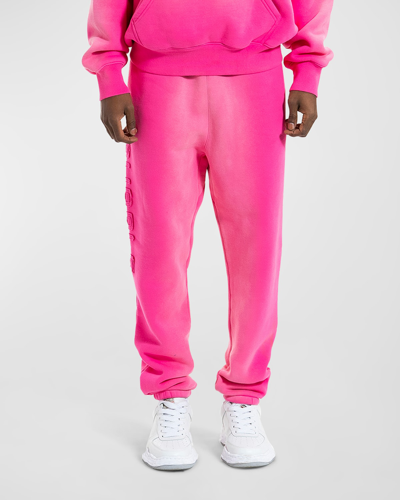 Purple Men's Fleece Side-logo Sweatpants In Pink