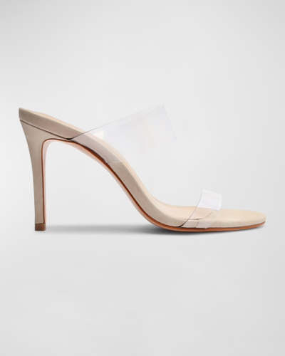 Schutz Ariella Strappy See-through Vinyl Slide High-heel Sandals In Wood