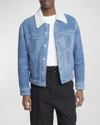 Loewe Denim Jacket With Shearling Collar In White/indi