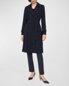 Theory Oaklane Trench Coat In Admiral Crepe In Nocturne Navy