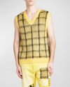 Marni Check Mohair-blend Vest In Yellow