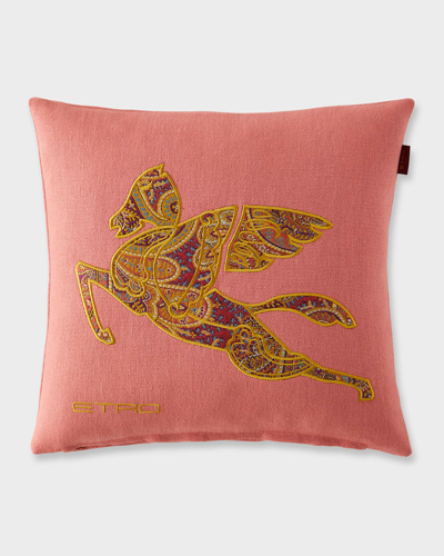 Etro Andromeda Embrodiered Pillow, 18" Square In Blue