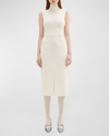 THEORY FUNNEL-NECK ADMIRAL CREPE SLEEVELESS MIDI DRESS