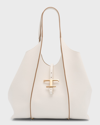 Tod's Medium T Timeless Shopping Bag In Bianco Calce