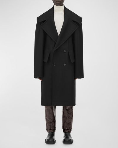 Bottega Veneta Men's Felted Wool-blend Oversized Coat In Nero