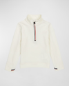 Moncler Kid's Fleece Quarter-zip Pullover In White